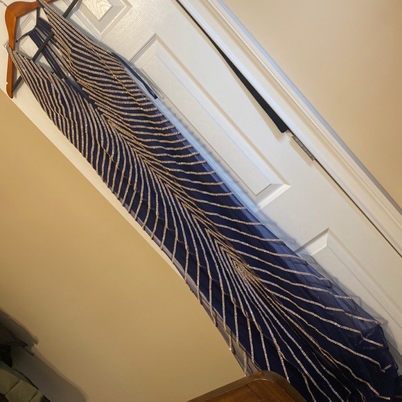 Navy blue silver and gold beaded/embellished gown for special occasions. - Picture 6 of 6